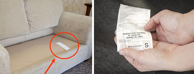 Các ký hiệu vệ sinh trên sofa